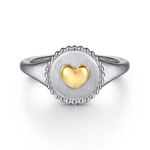 Bujukan Heart Medallion Ring in Gold and Silver