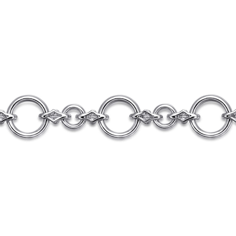 14K Yellow Gold and 925 Sterling Silver Bujukan Hollow Tube Link Chain Bracelet - Shot 3
