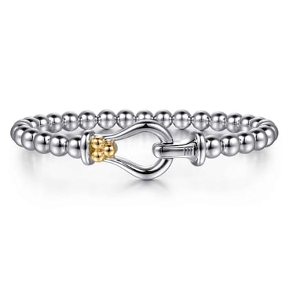 14K Yellow Gold and 925 Sterling Silver Bujukan Horse Shoe Bangle Bracelet