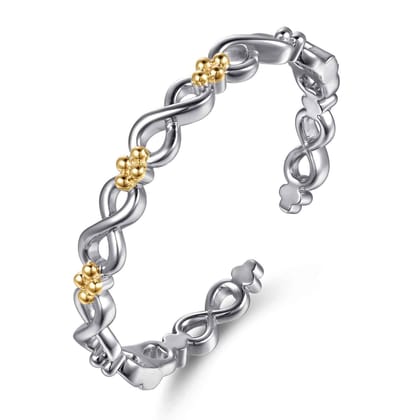 14K Yellow Gold and 925 Sterling Silver Bujukan Infinity Cuff Bracelet