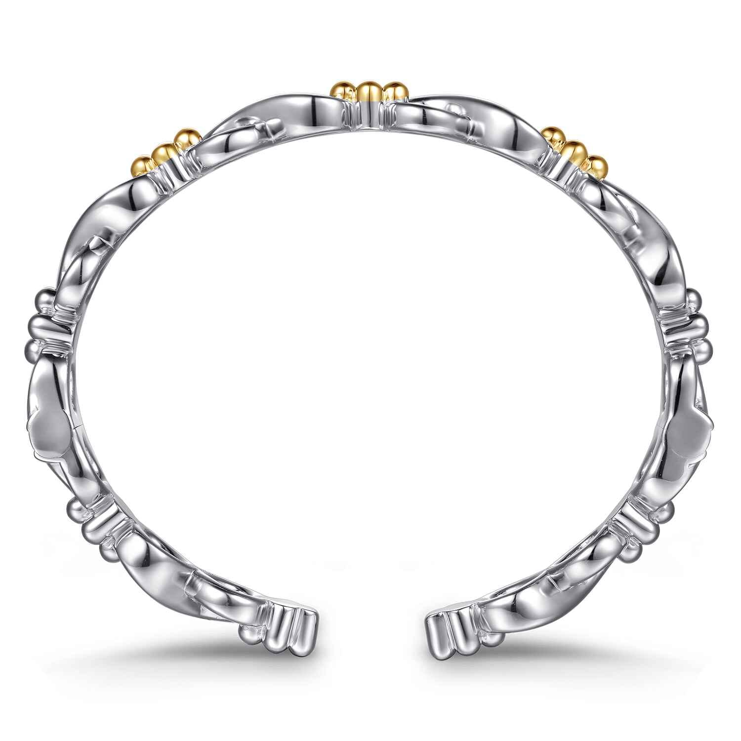 14K Yellow Gold and 925 Sterling Silver Bujukan Infinity Cuff Bracelet