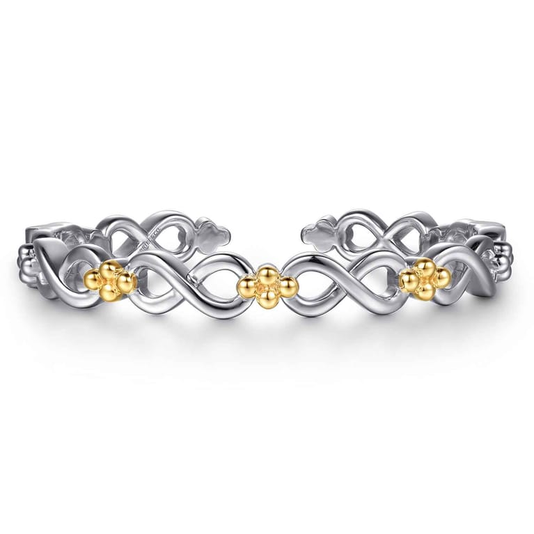 14K Yellow Gold and 925 Sterling Silver Bujukan Infinity Cuff Bracelet - Shot 1