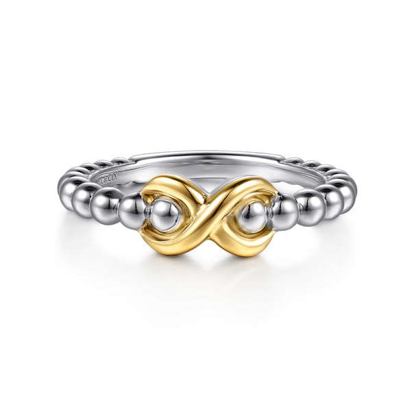 Bujukan Infinity Ring in Yellow Gold and Sterling Silver