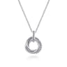 14K Yellow Gold and 925 Sterling Silver Bujukan Interlocking Circle Door Knocker Pendant Necklace