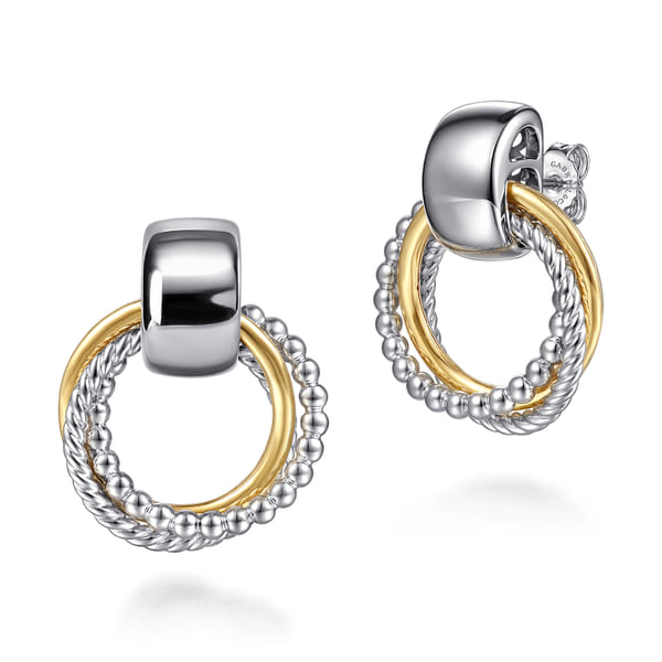 Interlocking Circle Door Knocker Stud Earrings