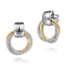 14K Yellow Gold and 925 Sterling Silver Bujukan Interlocking Circle Door Knocker Stud Earrings