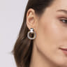 14K Yellow Gold and 925 Sterling Silver Bujukan Interlocking Circle Door Knocker Stud Earrings