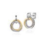 14K Yellow Gold and 925 Sterling Silver Bujukan Interlocking Circle Door Knocker Stud Earrings
