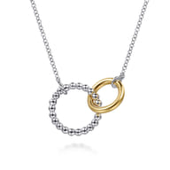 14K Yellow Gold and 925 Sterling Silver Bujukan Interlocking Pendant Necklace