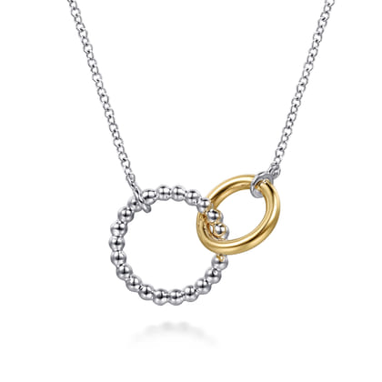 14K Yellow Gold and 925 Sterling Silver Bujukan Interlocking Pendant Necklace