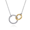 14K Yellow Gold and 925 Sterling Silver Bujukan Interlocking Pendant Necklace