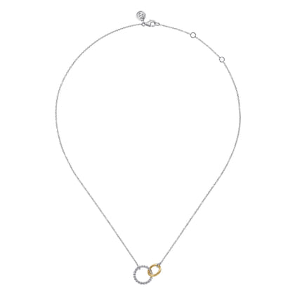 14K Yellow Gold and 925 Sterling Silver Bujukan Interlocking Pendant Necklace