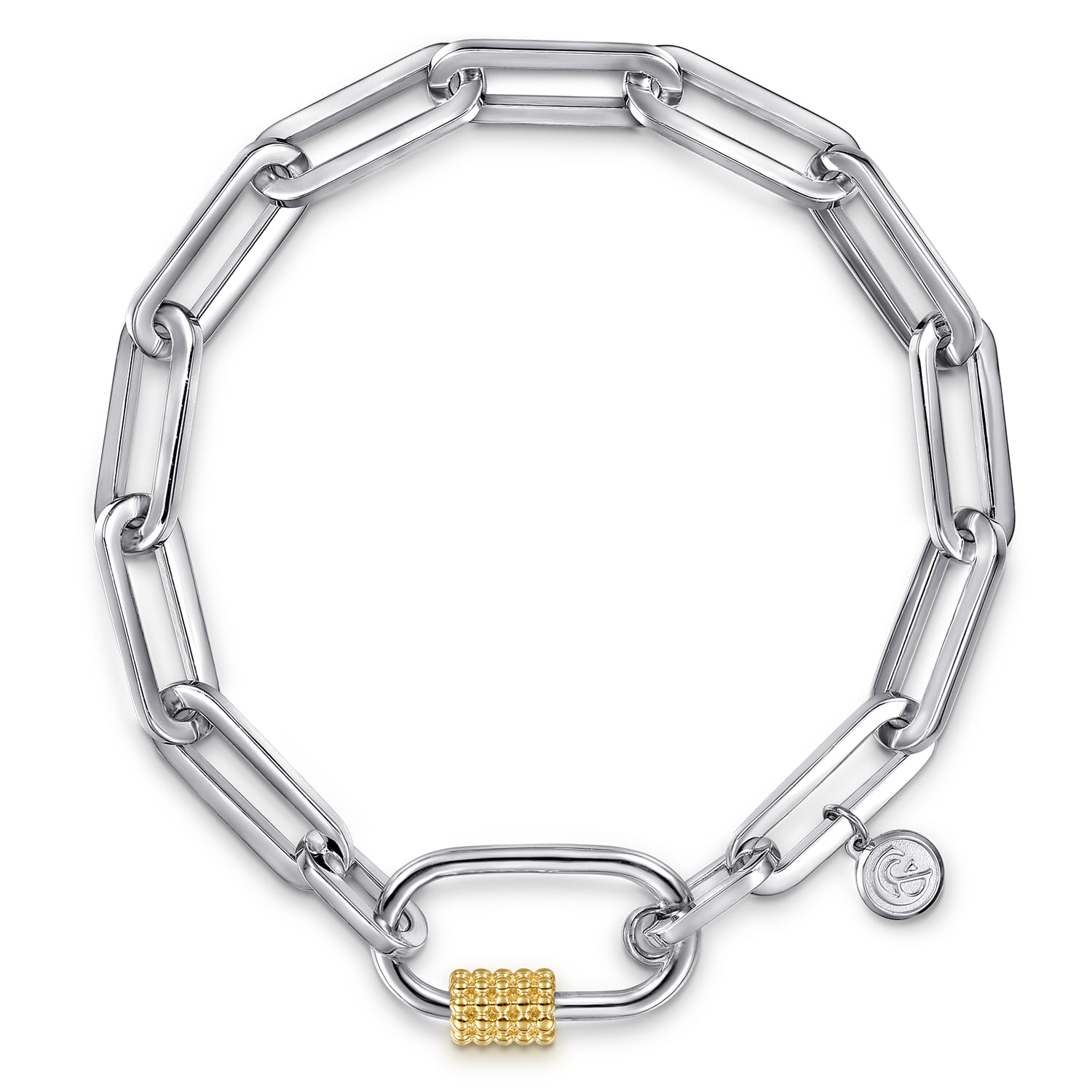 14K Yellow Gold and 925 Sterling Silver Bujukan Link Chain Bracelet - Shot 1