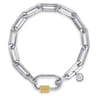 14K Yellow Gold and 925 Sterling Silver Bujukan Link Chain Bracelet