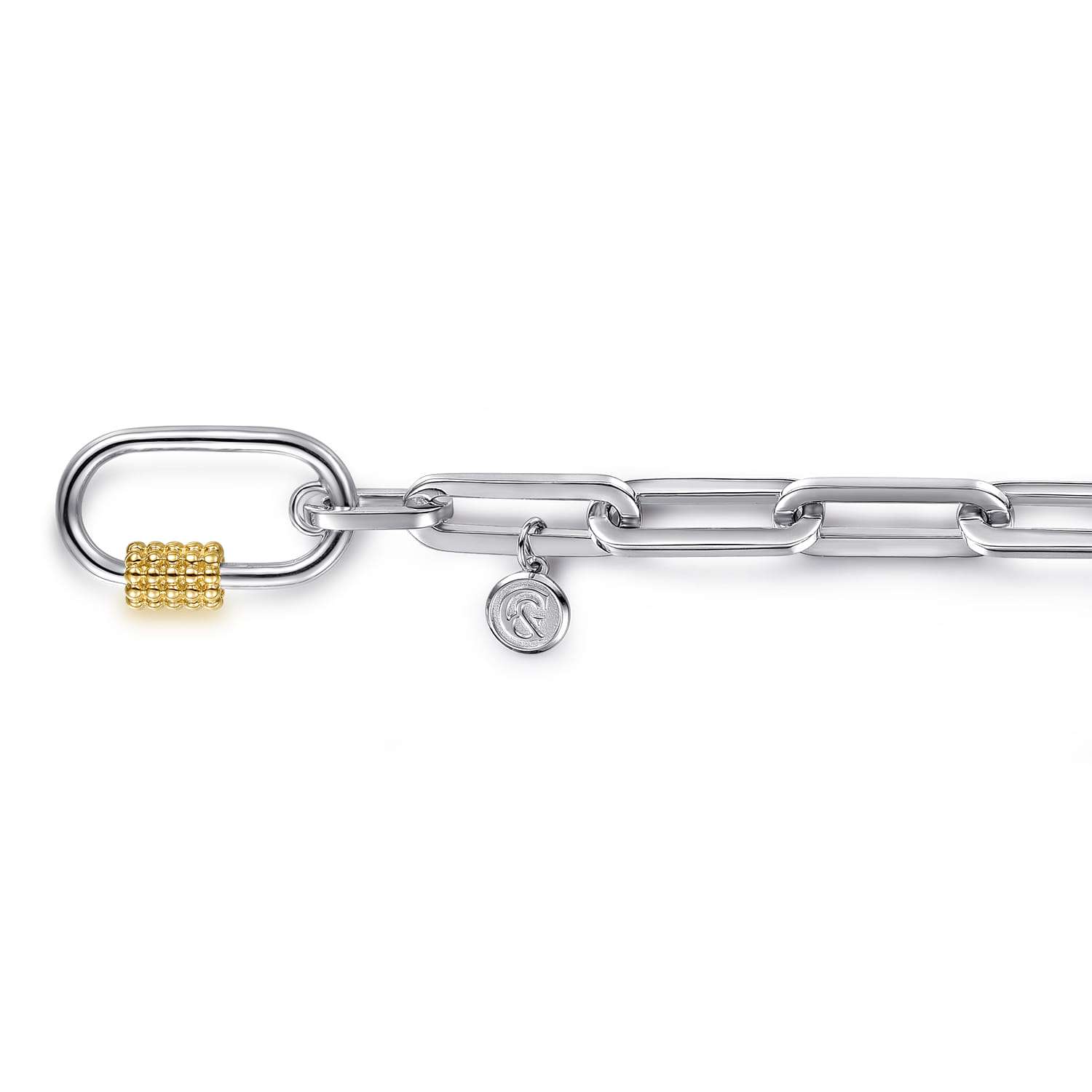 14K Yellow Gold and 925 Sterling Silver Bujukan Link Chain Bracelet - Shot 2