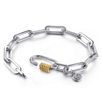 14K Yellow Gold and 925 Sterling Silver Bujukan Link Chain Bracelet