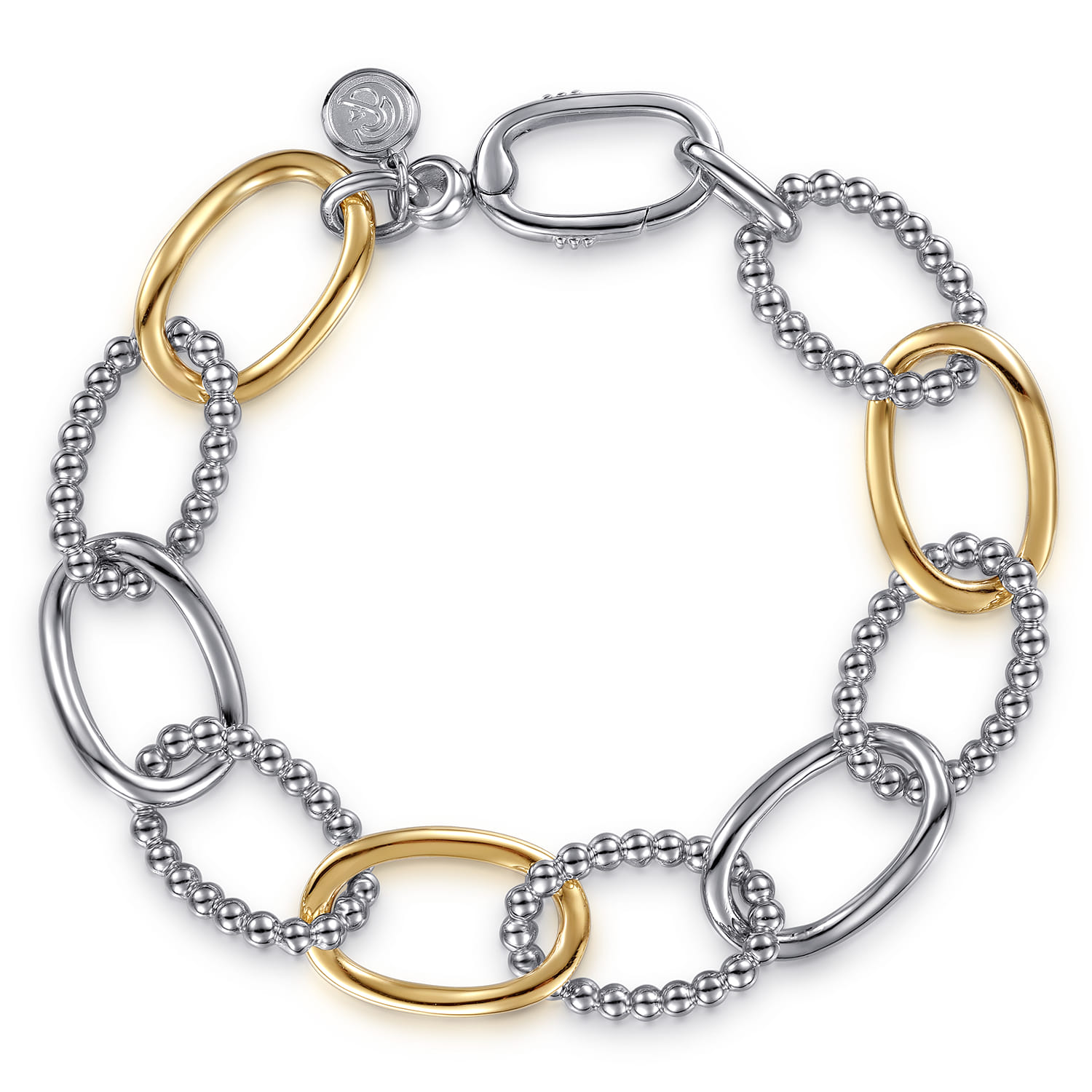 14K Yellow Gold and 925 Sterling Silver Bujukan Link Chain Bracelet - Shot 1