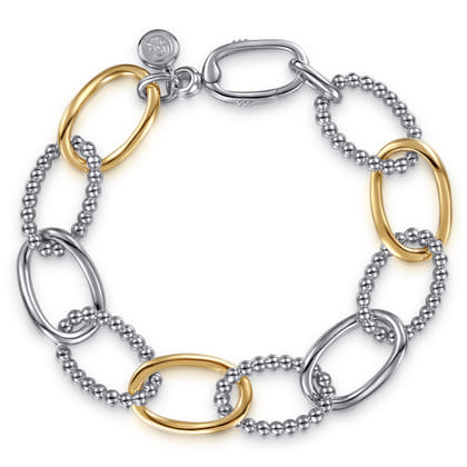 14K Yellow Gold and 925 Sterling Silver Bujukan Link Chain Bracelet