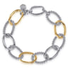 14K Yellow Gold and 925 Sterling Silver Bujukan Link Chain Bracelet