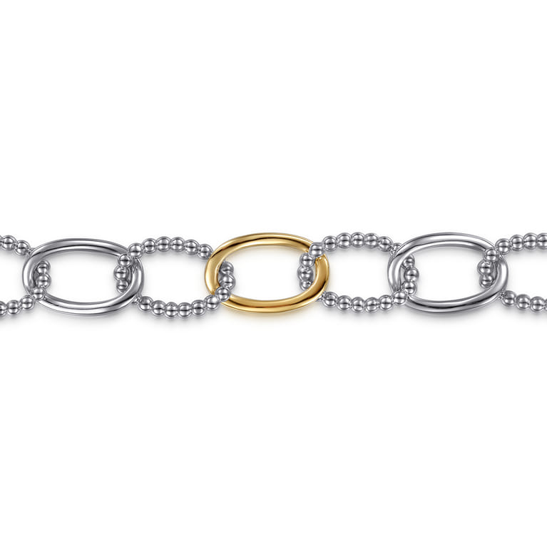 14K Yellow Gold and 925 Sterling Silver Bujukan Link Chain Bracelet - Shot 2