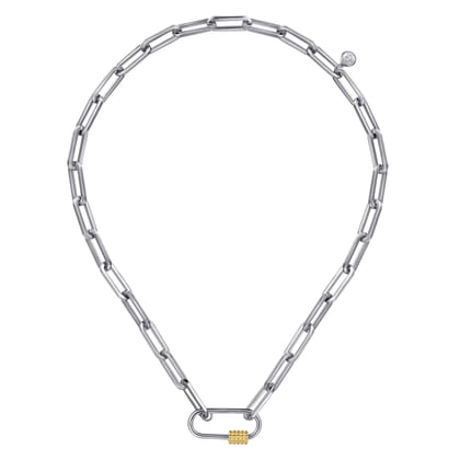 14K Yellow Gold and 925 Sterling Silver Bujukan Link Chain Necklace