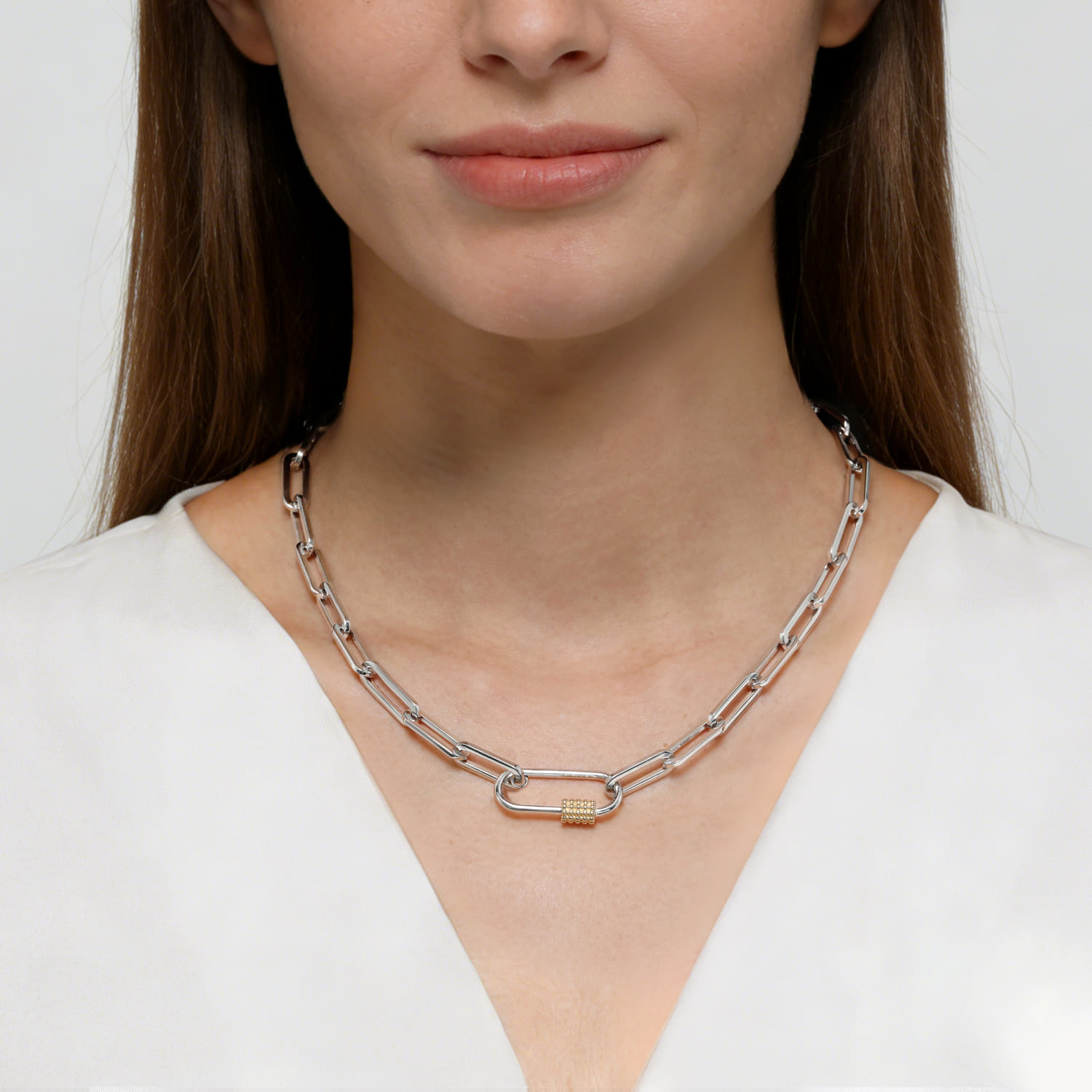 14K Yellow Gold and 925 Sterling Silver Bujukan Link Chain Necklace - Shot 4