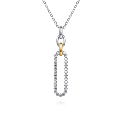14K Yellow Gold and 925 Sterling Silver Bujukan Link Pendant Necklace