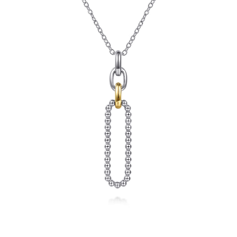 14K Yellow Gold and 925 Sterling Silver Bujukan Link Pendant Necklace - Shot 1