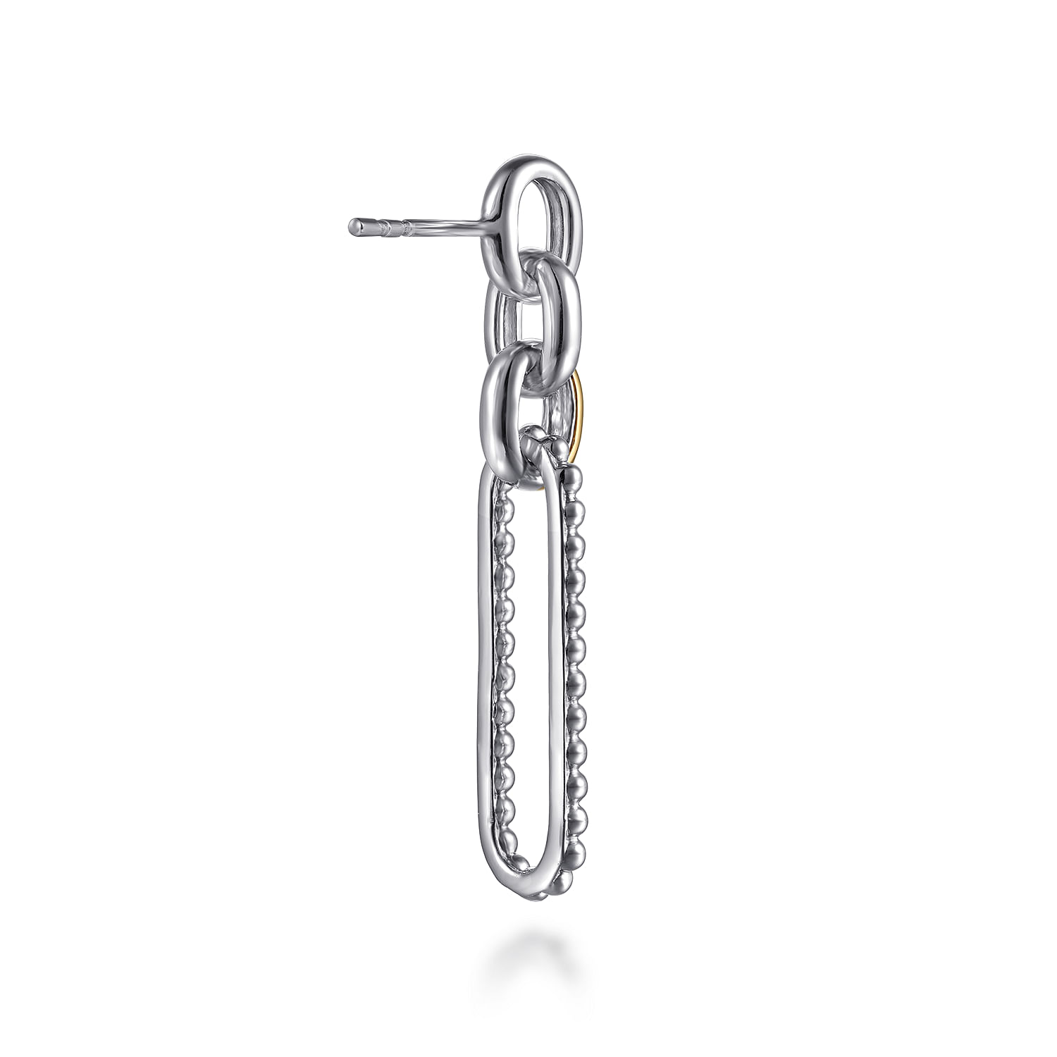 14K Yellow Gold and 925 Sterling Silver Bujukan Link Stud Earrings - Shot 2