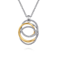 14K Yellow Gold and 925 Sterling Silver Bujukan Multi Round Link Pendant Necklace