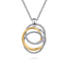 14K Yellow Gold and 925 Sterling Silver Bujukan Multi Round Link Pendant Necklace
