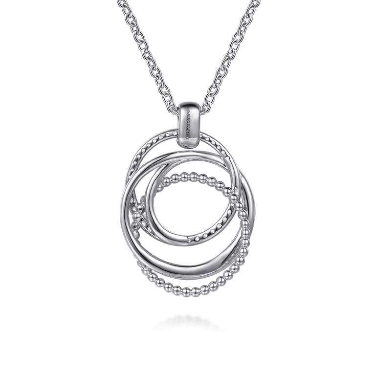 14K Yellow Gold and 925 Sterling Silver Bujukan Multi Round Link Pendant Necklace - Shot 5