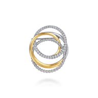 14K Yellow Gold and 925 Sterling Silver Bujukan Multi Round Link Pin