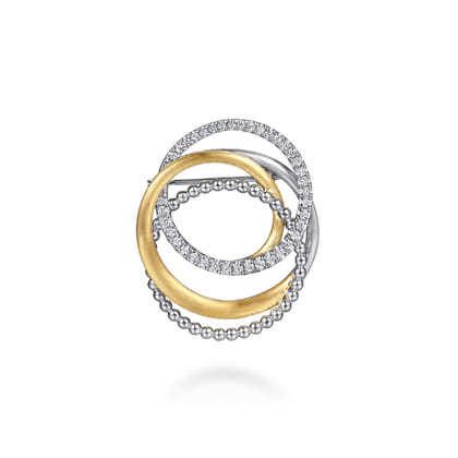 14K Yellow Gold and 925 Sterling Silver Bujukan Multi Round Link Pin