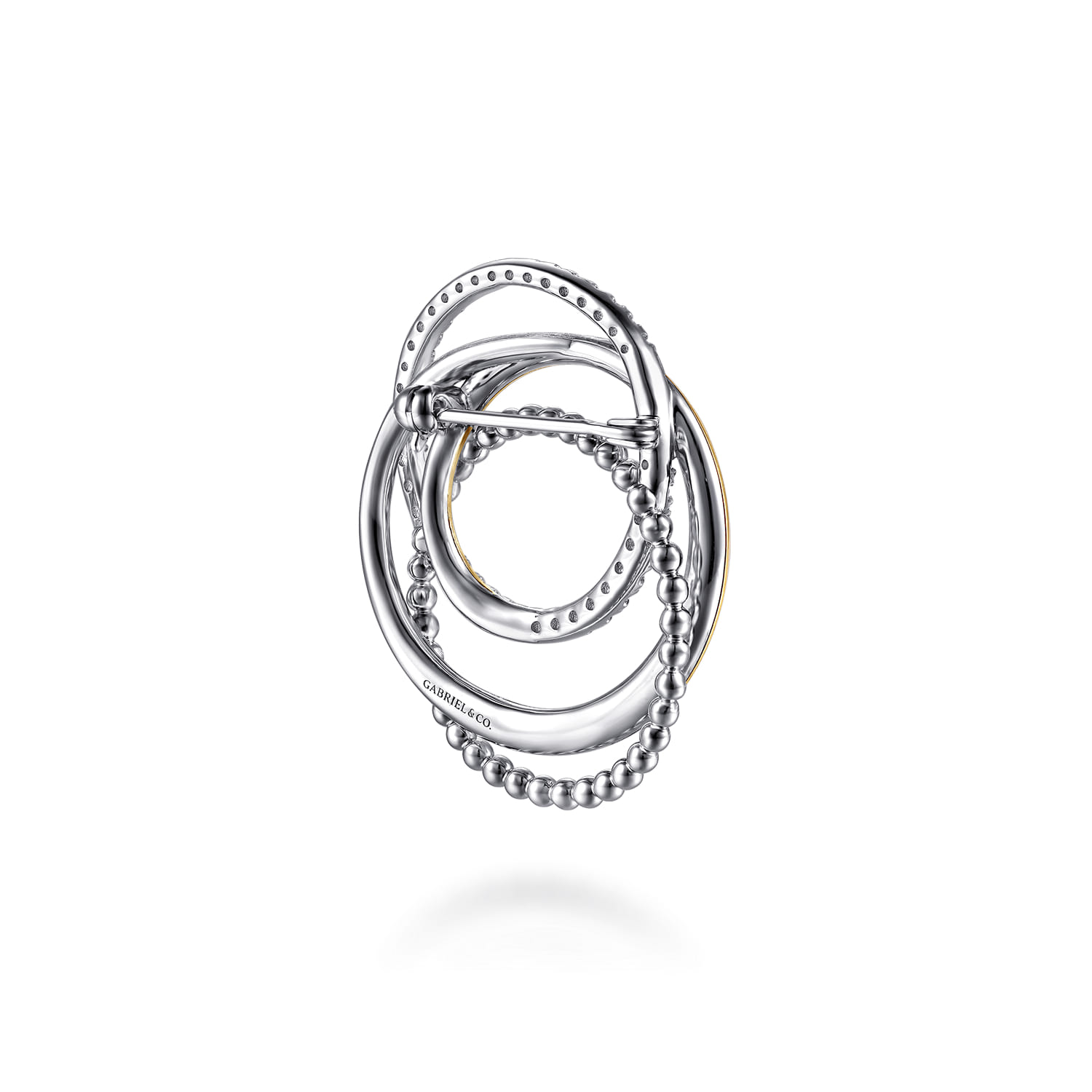 14K Yellow Gold and 925 Sterling Silver Bujukan Multi Round Link Pin - Shot 2