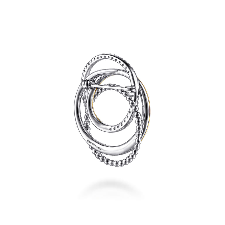 14K Yellow Gold and 925 Sterling Silver Bujukan Multi Round Link Pin - Shot 2