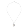 14K Yellow Gold and 925 Sterling Silver Bujukan Multi Rows White Sapphire Pendant Necklace