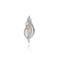 14K Yellow Gold and 925 Sterling Silver Bujukan Multi Rows White Sapphire Pin