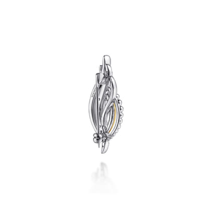 14K Yellow Gold and 925 Sterling Silver Bujukan Multi Rows White Sapphire Pin