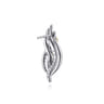 14K Yellow Gold and 925 Sterling Silver Bujukan Multi Rows White Sapphire Stud Earrings