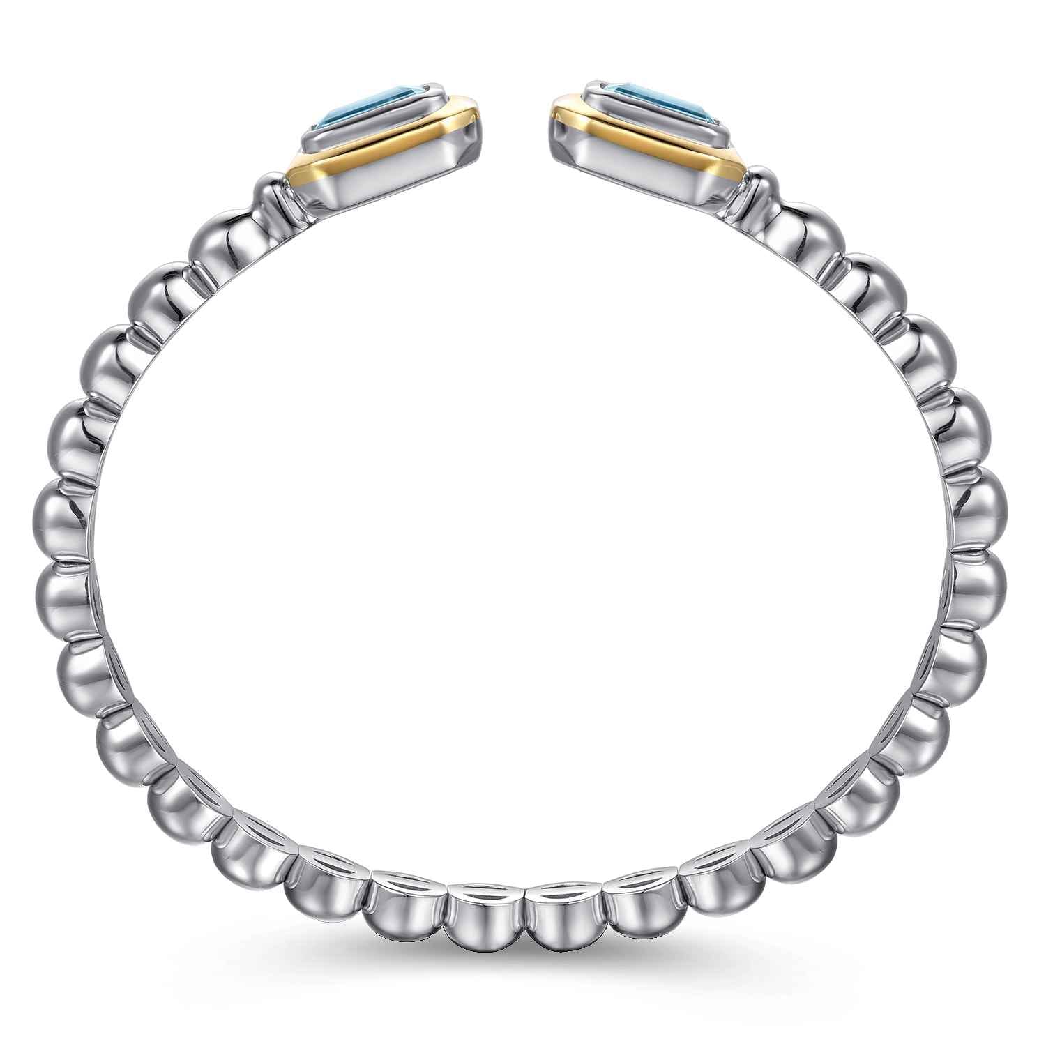 14K Yellow Gold and 925 Sterling Silver Bujukan Octagon Blue Topaz Bangle Bracelet - Shot 3