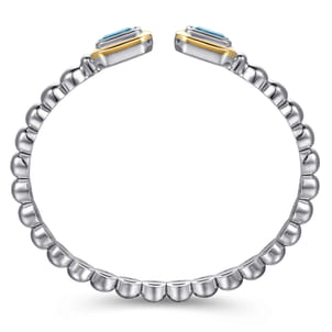 14K Yellow Gold and 925 Sterling Silver Bujukan Octagon Blue Topaz Bangle