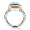 14K Yellow Gold and 925 Sterling Silver Bujukan Octagon Blue Topaz Cocktail Ring