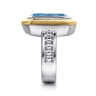 14K Yellow Gold and 925 Sterling Silver Bujukan Octagon Blue Topaz Cocktail Ring