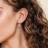 14K Yellow Gold and 925 Sterling Silver Bujukan Octagon Blue Topaz Leverback Earrings