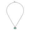 14K Yellow Gold and 925 Sterling Silver Bujukan Octagon Blue Topaz Pendant Necklace