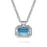 14K Yellow Gold and 925 Sterling Silver Bujukan Octagon Blue Topaz Pendant Necklace