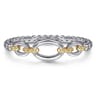 14K Yellow Gold and 925 Sterling Silver Bujukan Open Bangle Bracelet