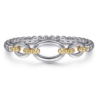 14K Yellow Gold and 925 Sterling Silver Bujukan Open Bangle Bracelet