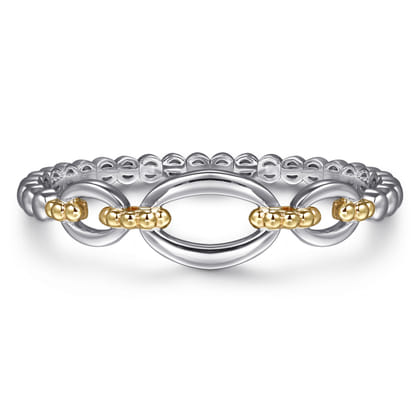 14K Yellow Gold and 925 Sterling Silver Bujukan Open Bangle Bracelet